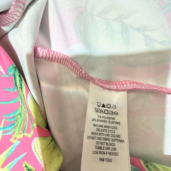 NWOT Tommy Bahama Active Golf Pink/Green Tropical Half Zip Long Sleeve Top Med - Picture 7 of 10